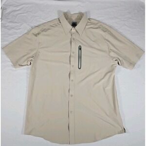 Columbia GRT Short Sleeve Button Up Mens Shirt XL Tan